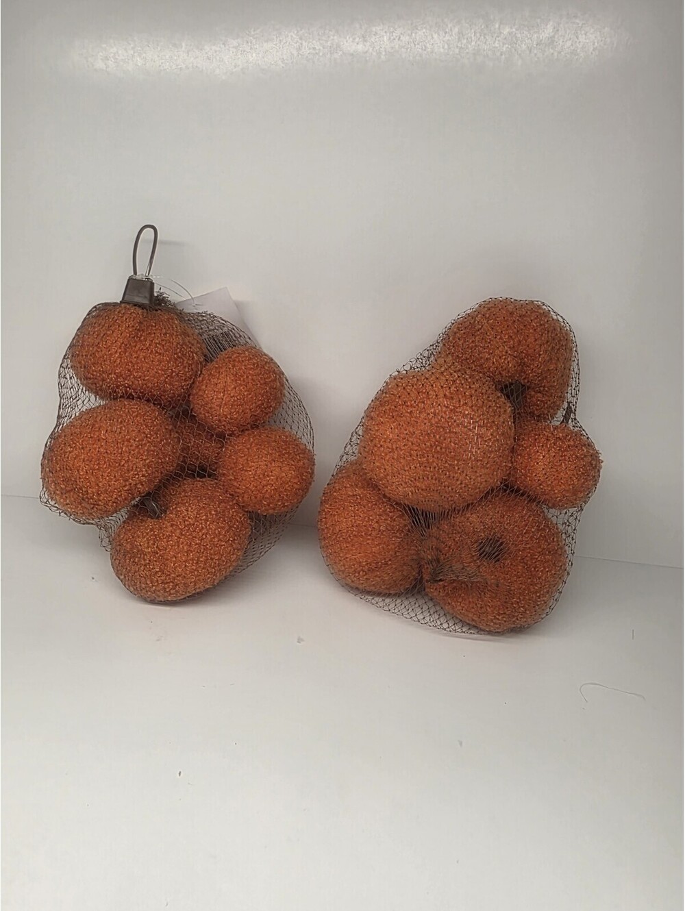 Bag Of Fabric Pumpkins Arts & Crafts Decor Perfect Harvest Orange Fuzzy 2 Pack